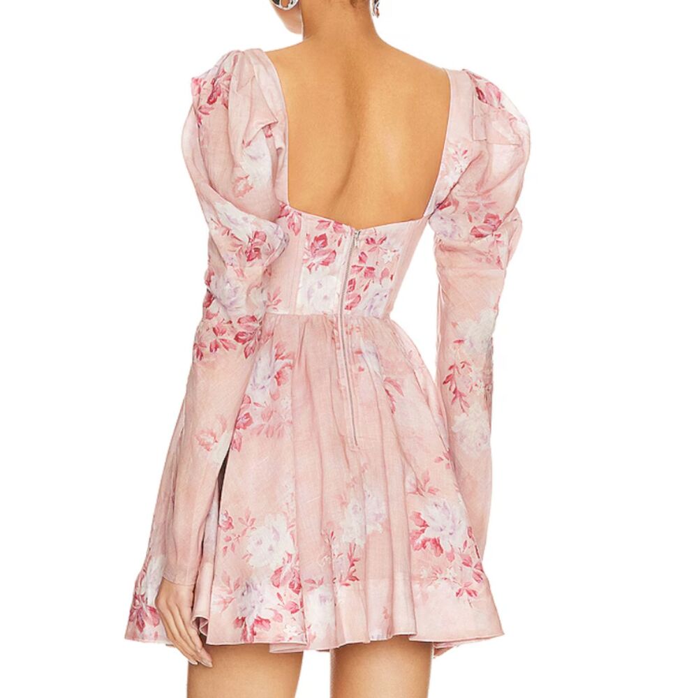 Bardot Evermore Corset Soft Pink Floral Mini Dress Bardot Size 10 - Picture 3 of 5